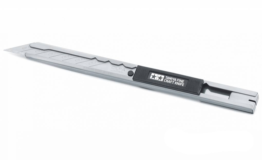 74053 Tamiya Выдвижной модельный ножик Fine с тонким лезвием и металлической направляющей.