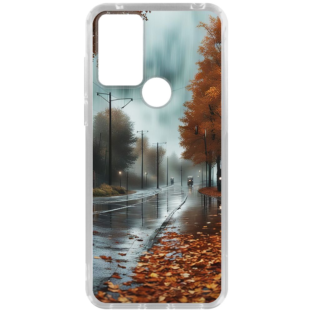 

Чехол-накладка Krutoff Clear Case Осенний дождь для TCL 30 SE, Прозрачный