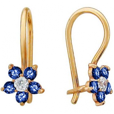 

Серьги из красного золота с сапфиром/фианитом Эстет 01С216165-2, 01С216165-2
