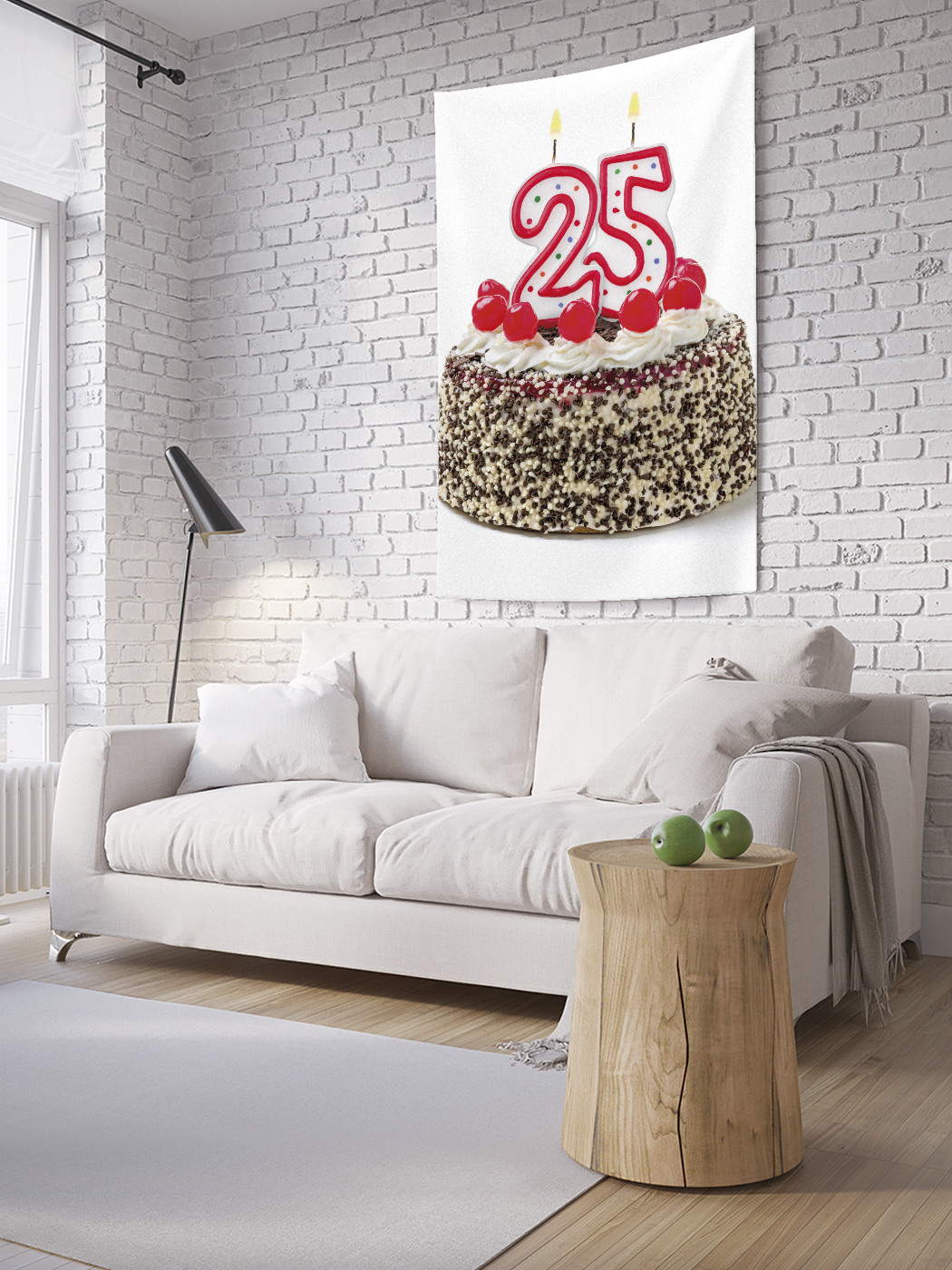 фото Вертикальное фотопанно на стену joyarty торт со свечами 100x150 см