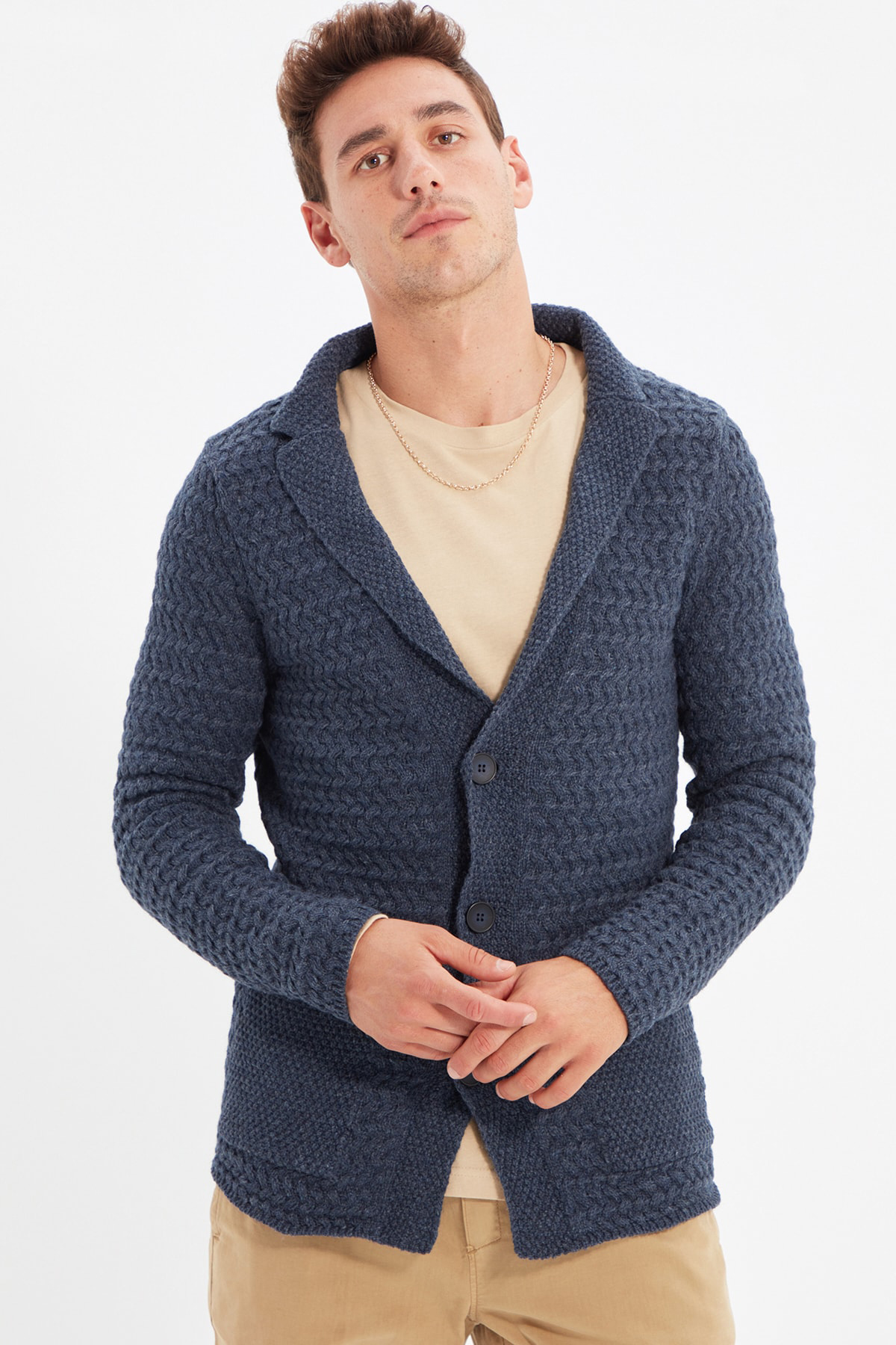 

Кардиган мужской Trendyol TMNAW20HI0021 белый S, TMNAW20HI0021