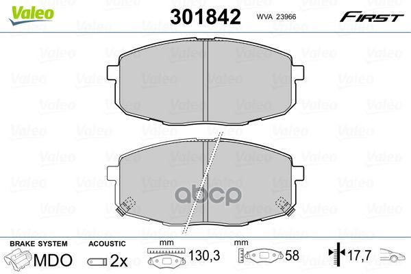 

Тормозные колодки Valeo дисковые 301842