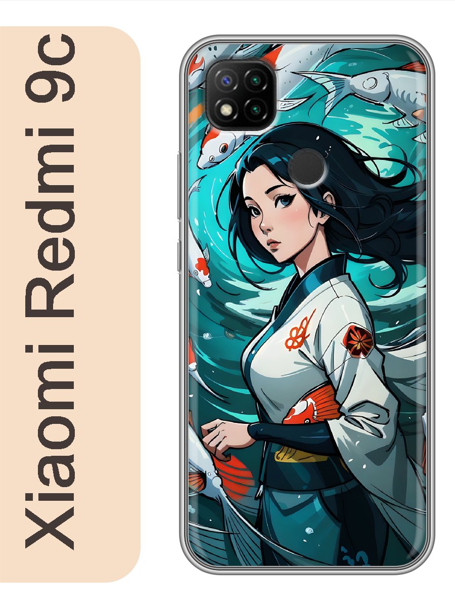 

Чехол на Xiaomi Redmi 9c девушка с рыбами 947, red9canim