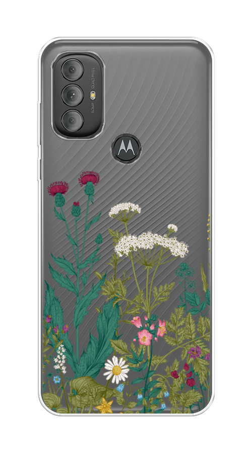 

Чехол на Motorola Moto G Power 2022 "Дикие полевые цветы", Зеленый;розовый;белый, 242850-2