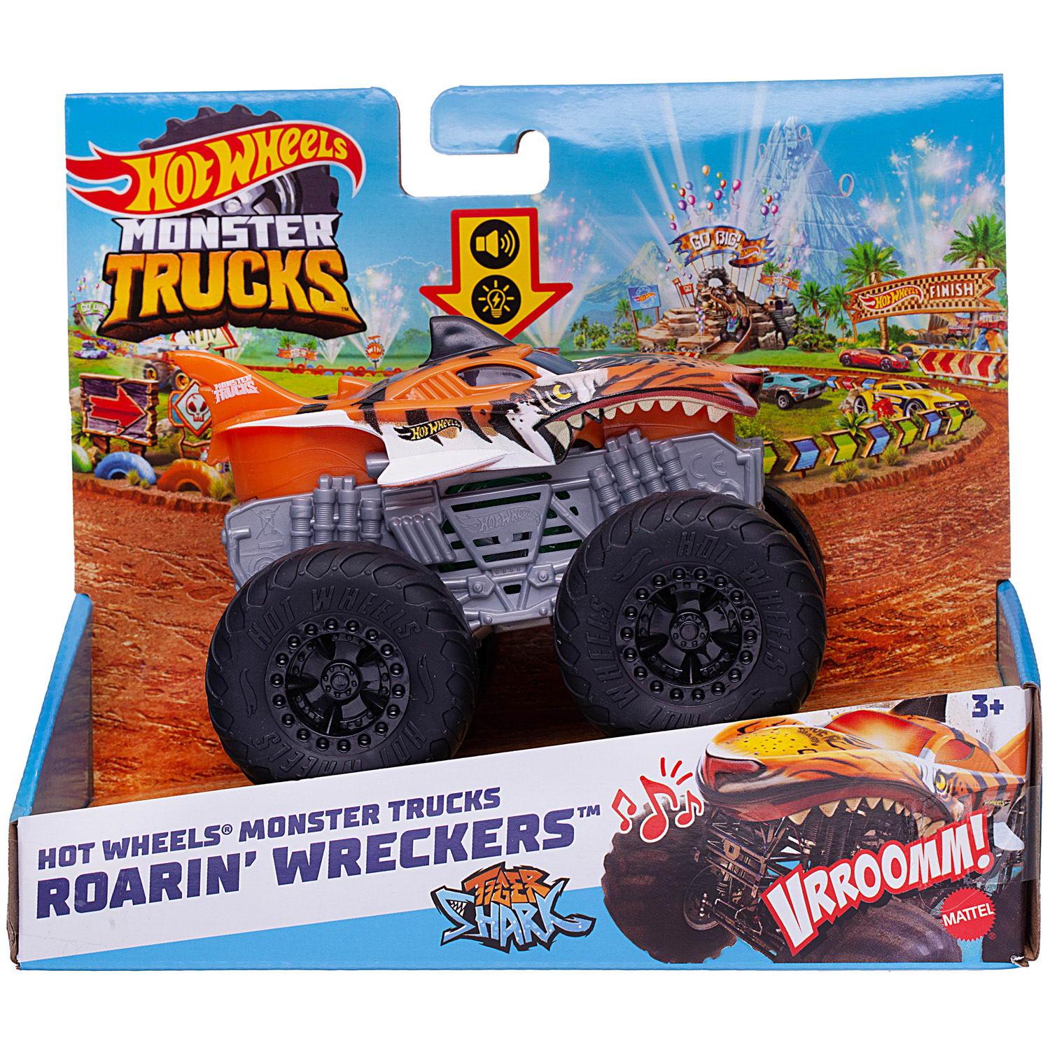 Игровой набор Mattel Hot Wheels Монстр трак увеличенные главные герои свет, звук