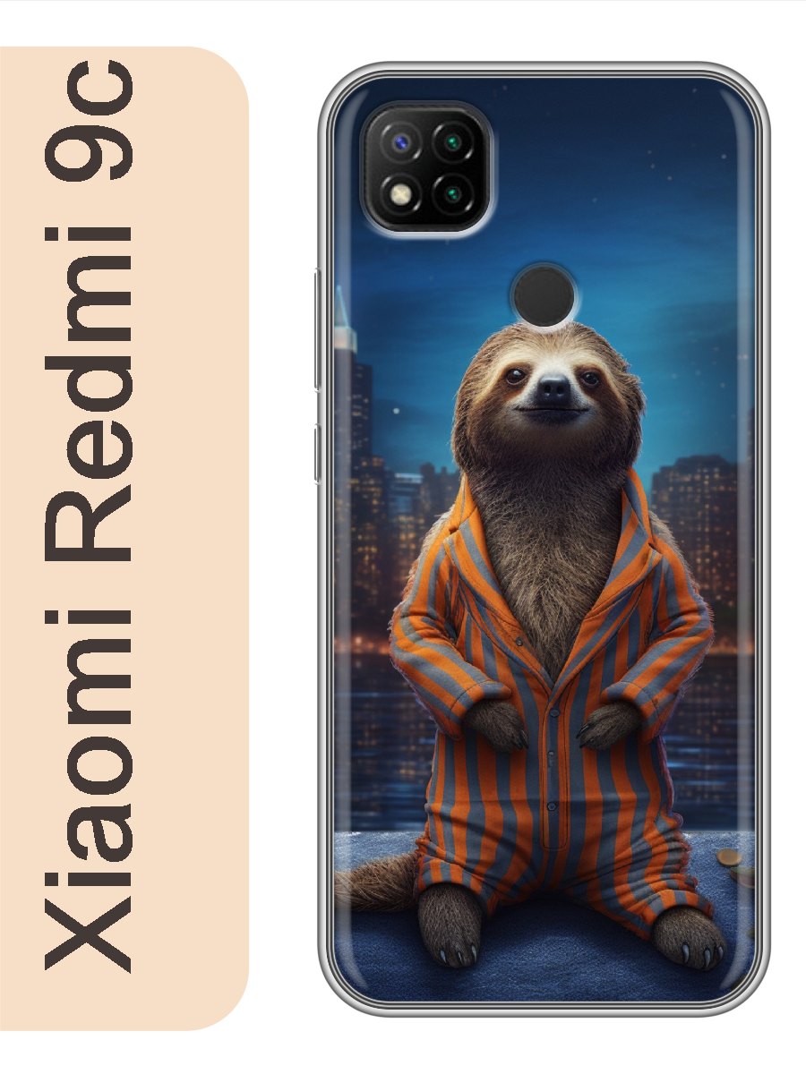 

Чехол на Xiaomi Redmi 9c ленивец в пижаме 928, Прозрачный, red9czhiv