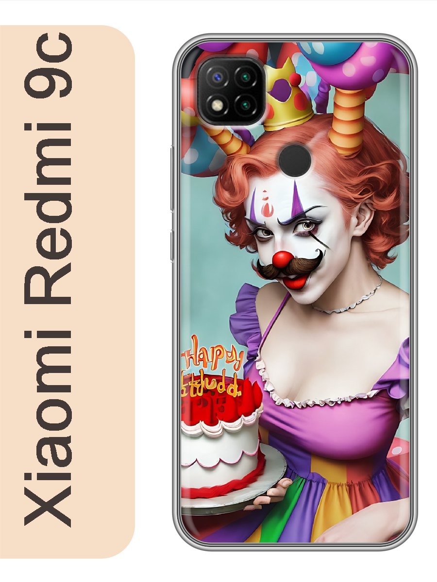 

Чехол на Xiaomi Redmi 9c девушка клоун 922, Прозрачный, red9crzne