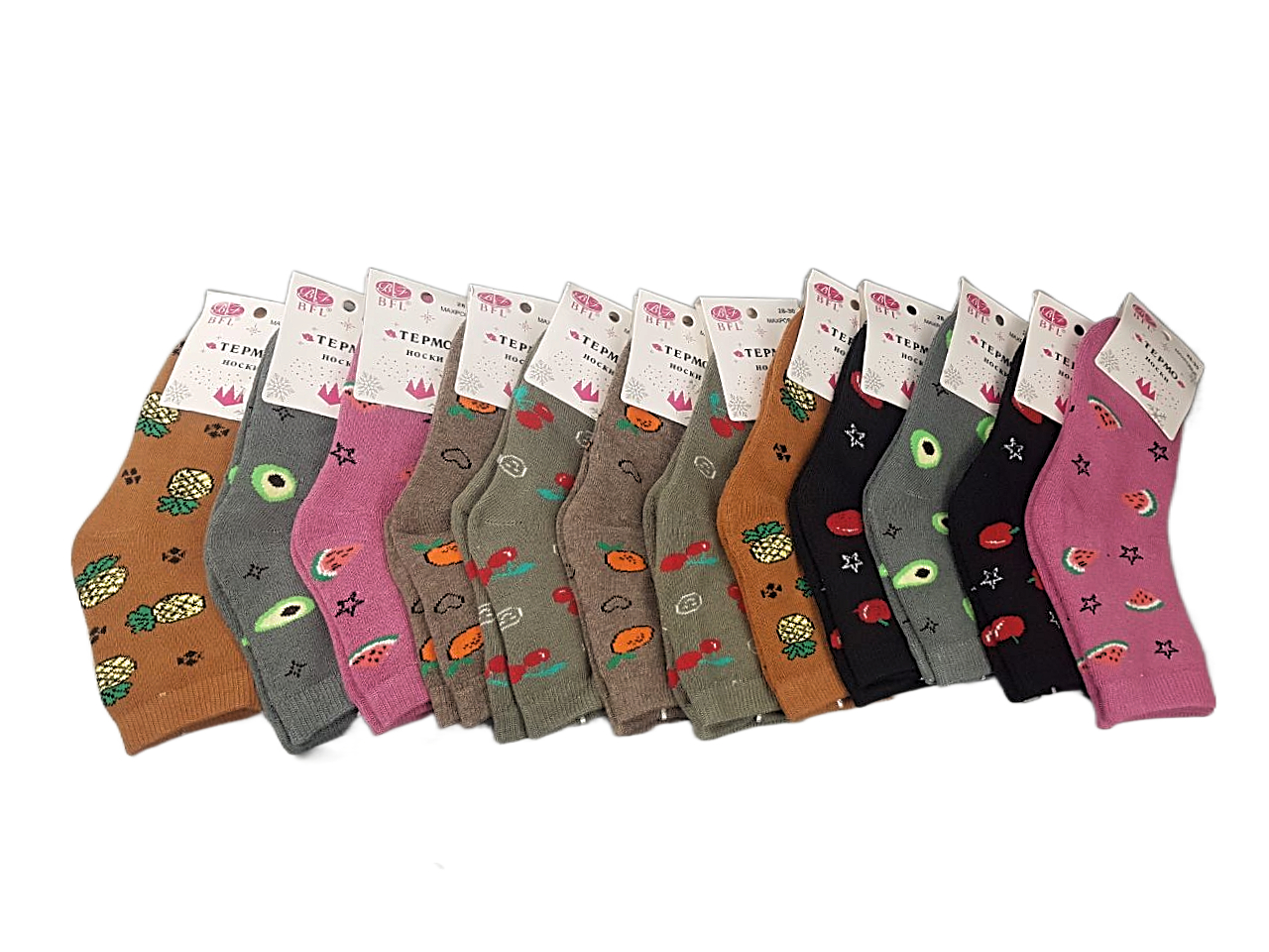 

Носки детские NoBrand фрукты, коричневый; оранжевый; розовый; серый; черный, 30-32, фрукты