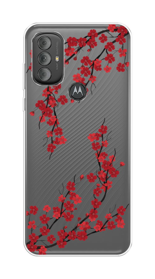 

Чехол на Motorola Moto G Power 2022 "Красная сакура", Красный;черный, 242850-2