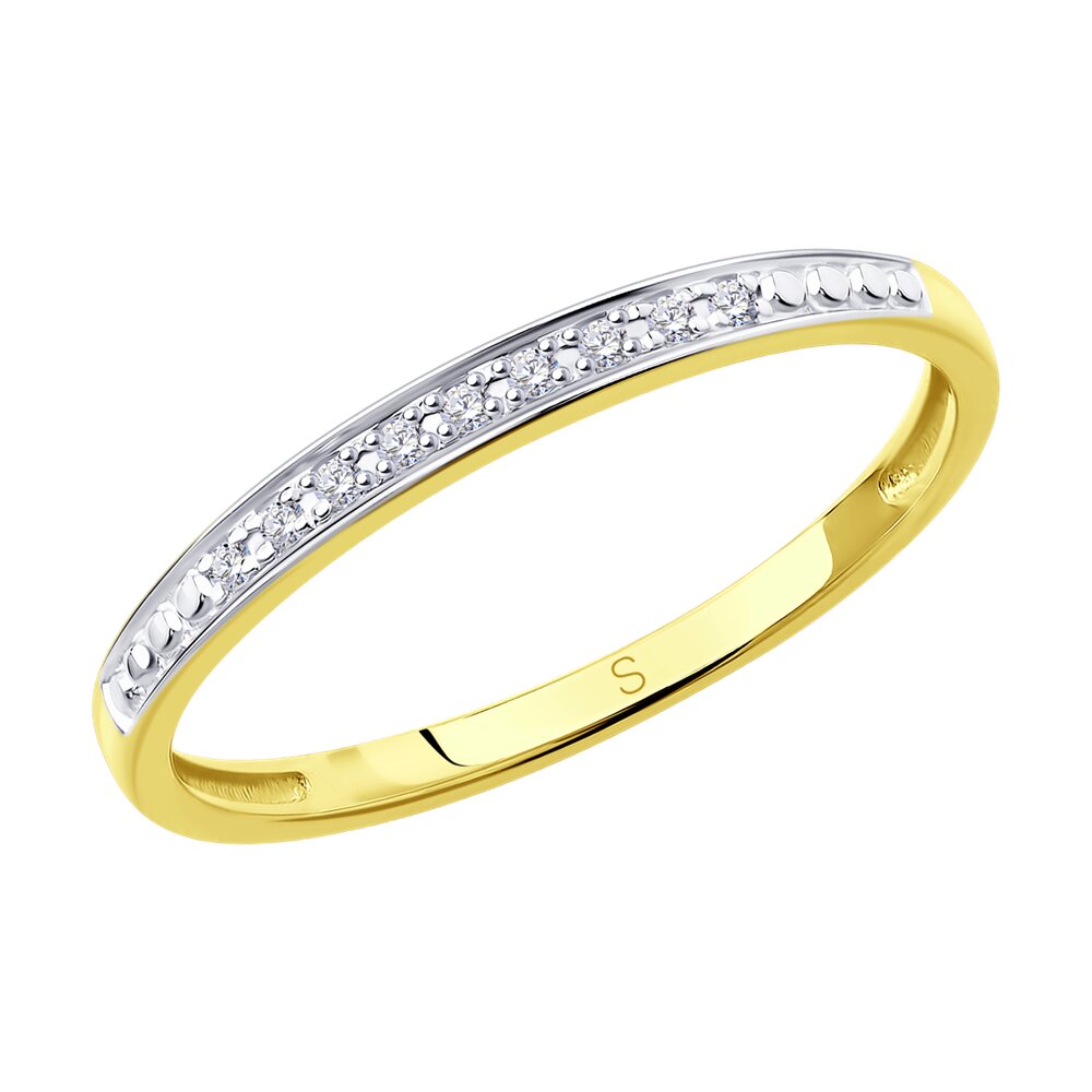 Кольцо обручальное из желтого золота р. 15,5 SOKOLOV Diamonds 1011806-2, бриллиант
