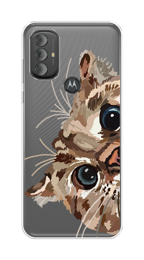 

Чехол на Motorola Moto G Power 2022 "Любопытный кот", Коричневый;синий;черный, 242850-1