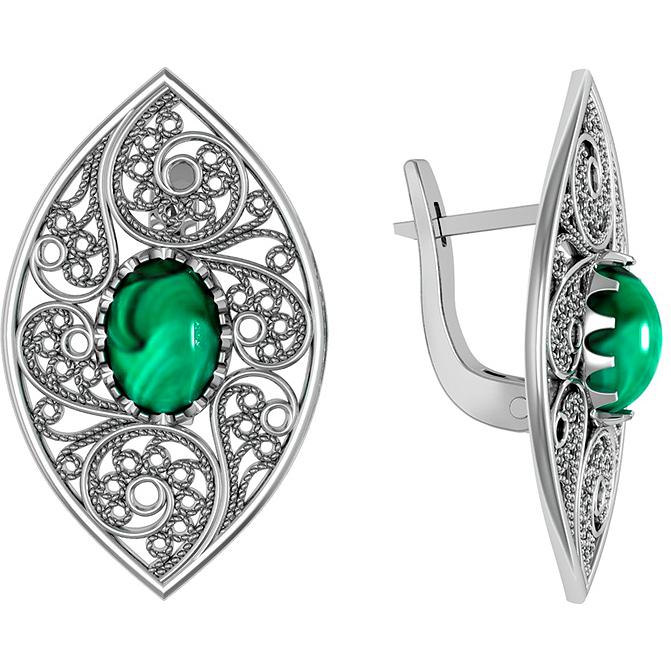 

Серьги женские из серебра ПРИВОЛЖСКИЙ ЮВЕЛИР 371858-ML, малахит, 371858-ML