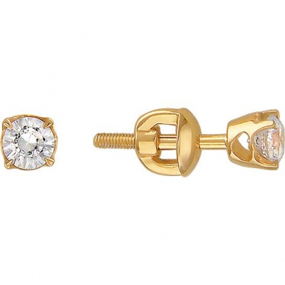 

Серьги из желтого золота с фианитом Эстет 01С139312, 01С139312