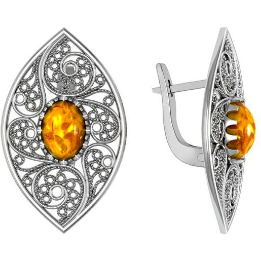 

Серьги женские из серебра ПРИВОЛЖСКИЙ ЮВЕЛИР 371858-YN, янтарь, 371858-YN