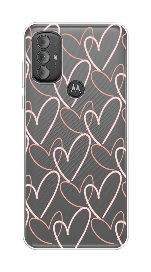 

Чехол на Motorola Moto G Power 2022 "Узор из сердечек", Розовый;бежевый, 242850-6