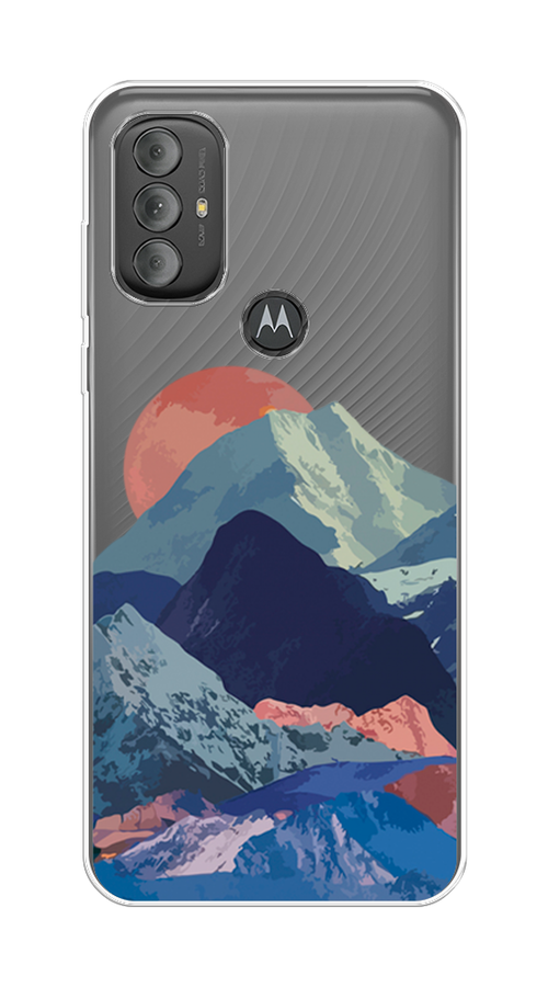 

Чехол на Motorola Moto G Power 2022 "Закат в снежных горах", Красный;серый;голубой, 242850-2