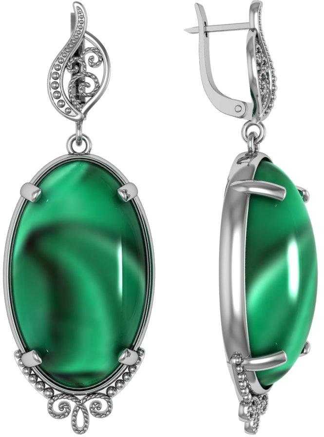 

Серьги женские из серебра ПРИВОЛЖСКИЙ ЮВЕЛИР 361570-ML, малахит, 361570-ML