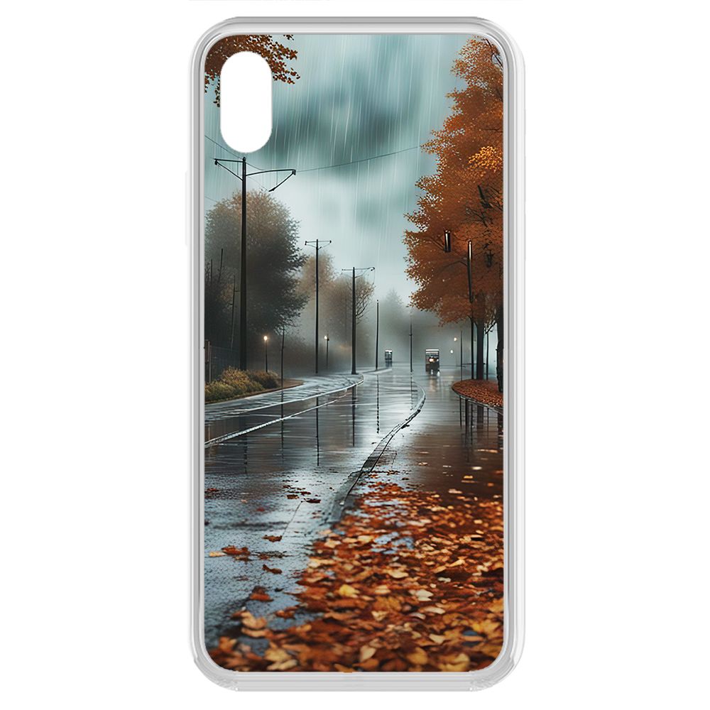 

Чехол-накладка Krutoff Clear Case Осенний дождь для iPhone XR, Прозрачный