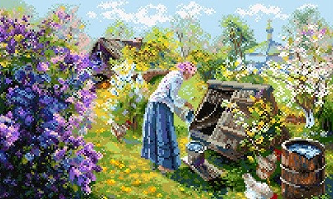 

1932 Канва с рисунком Матренин посад Деревня 33х45 см (37х49 см)