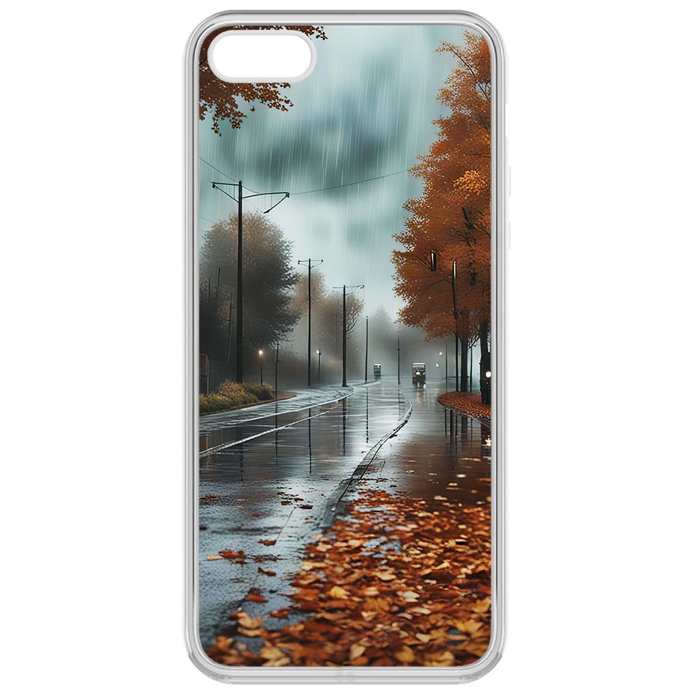 

Чехол-накладка Krutoff Clear Case Осенний дождь для iPhone 5, Прозрачный
