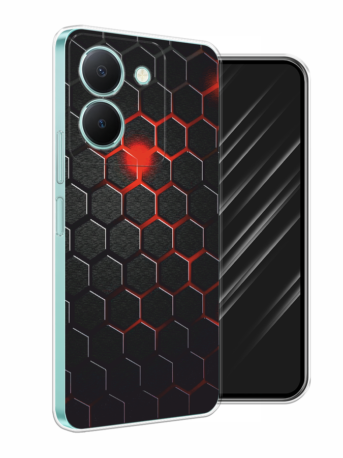 

Чехол Awog на Vivo Y36 "Фон соты красные", Красный;черный, 268950-3