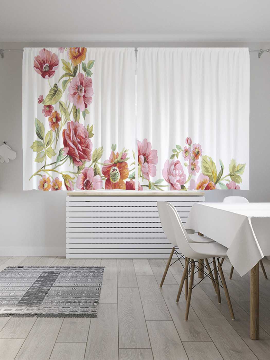 

Классические шторы JoyArty "Цветочный уголок", серия Oxford DeLux, 2 полотна 145x180 см, Цветочный уголок