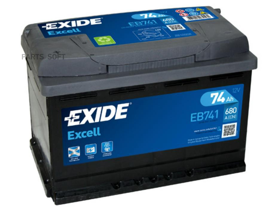 

АКБ EXIDE Excell 12V 74Ah 680A 278x175x190 /+-/