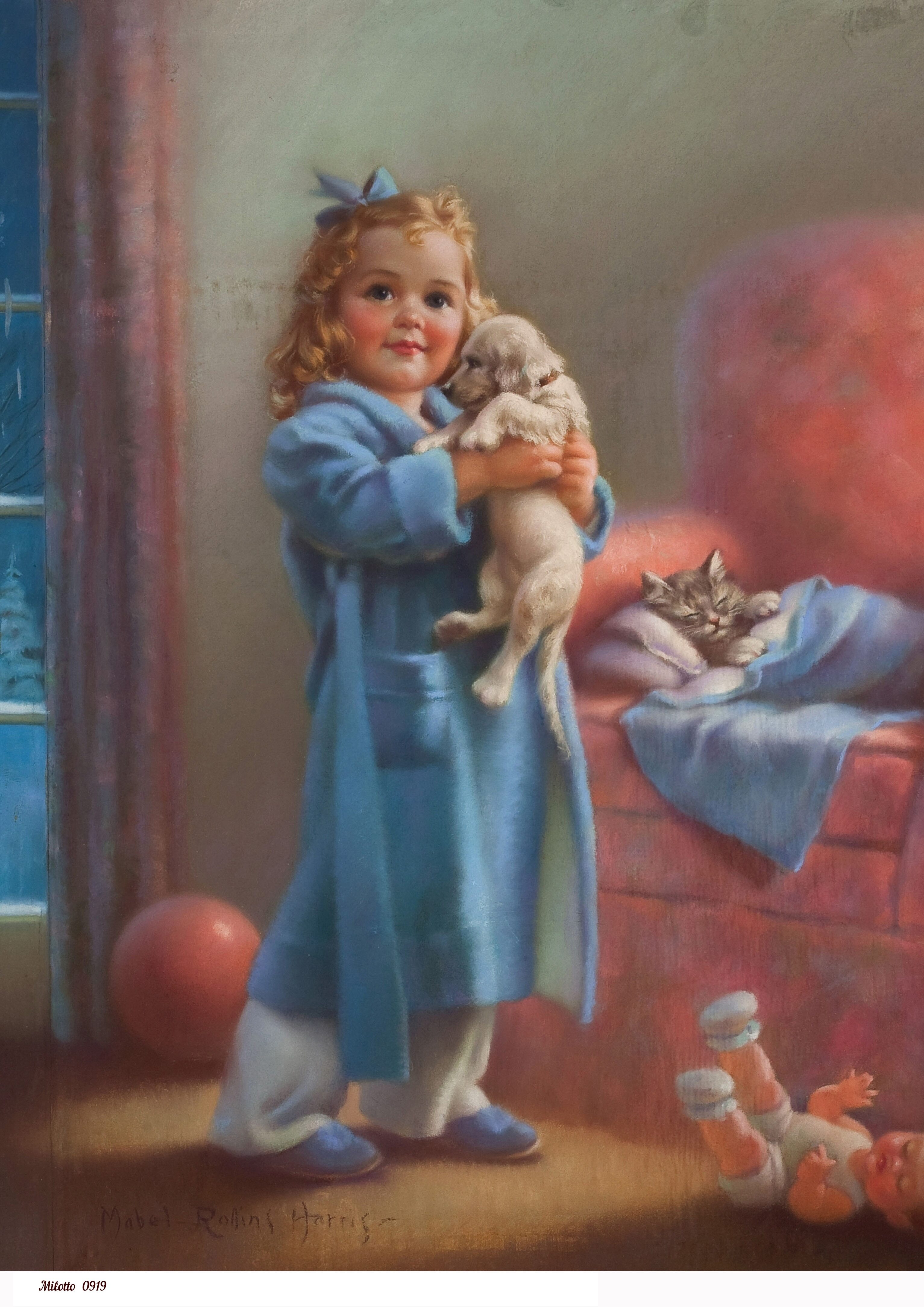 

Рисовая бумага для декупажа А4 Milotto 0919 девочка с собачкой