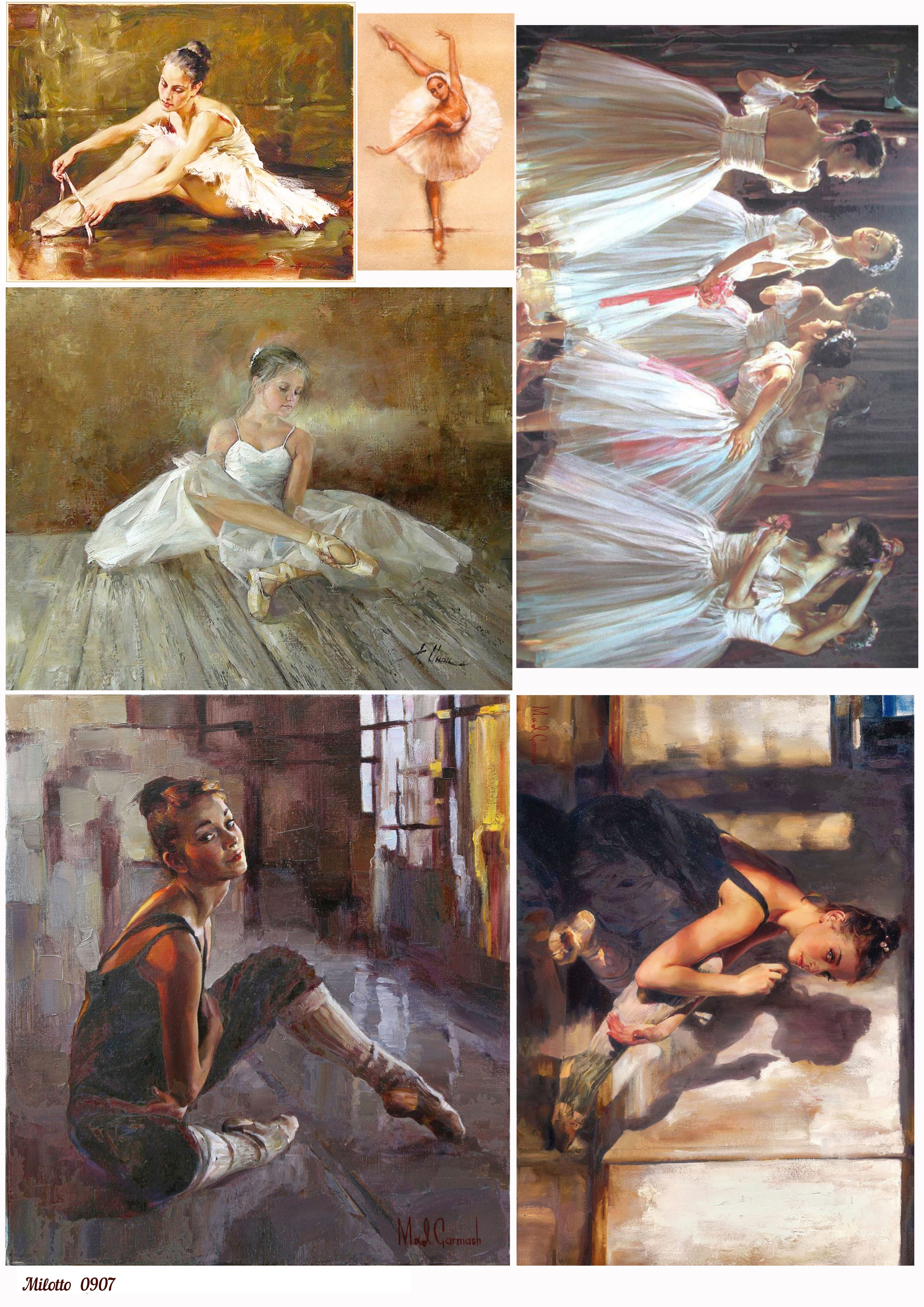 

Рисовая бумага для декупажа карта салфетка А4 Milotto 0907 балерина балет винтаж