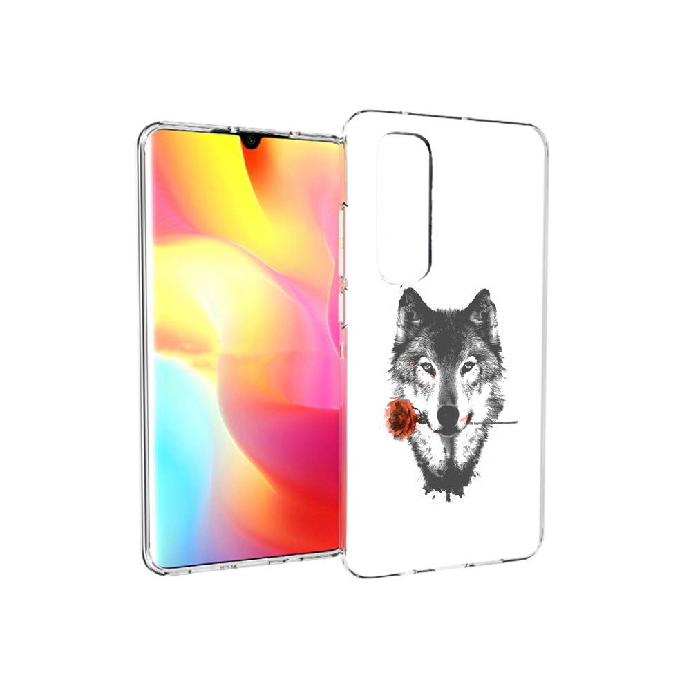 

Чехол MyPads Tocco для Xiaomi Mi Note 10 Lite волк с розой (PT149714.254.270), Прозрачный, Tocco