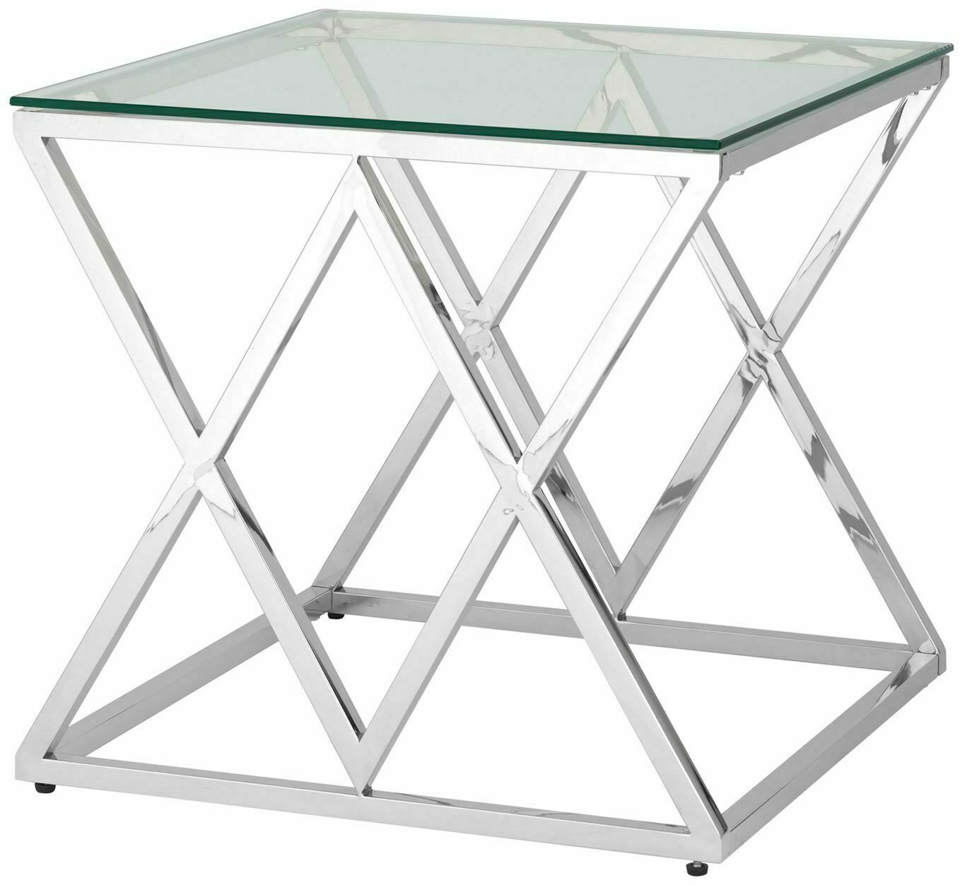 фото Журнальный стол stool group инсигния 55х55 прозрачное стекло/сталь серебро
