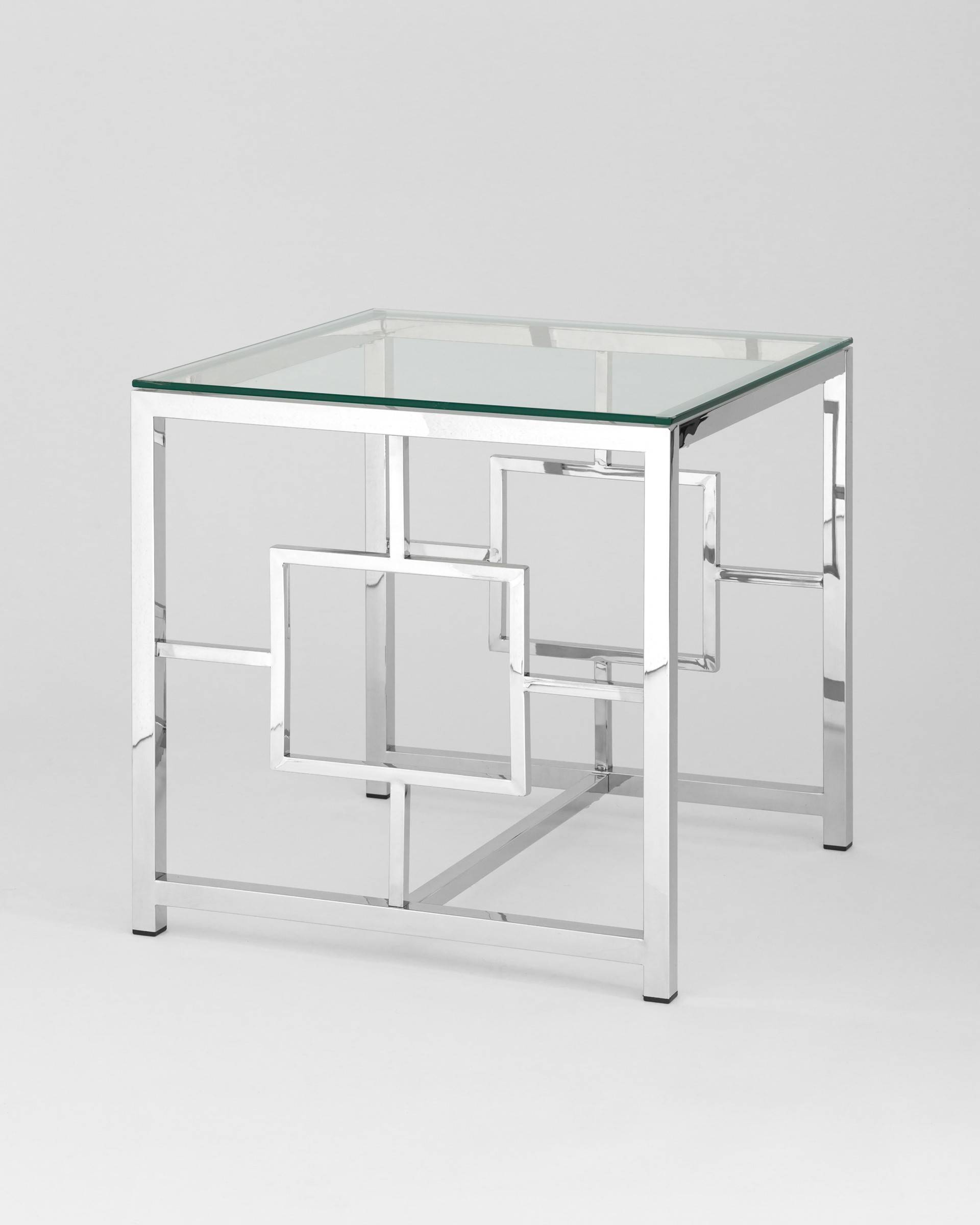 фото Журнальный столик stool group бруклин 55х55 прозрачное стекло/сталь серебро
