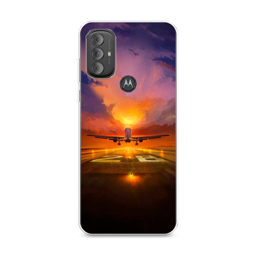 

Чехол на Motorola Moto G Power 2022 "Самолет на посадке", Оранжевый;синий, 242850-6