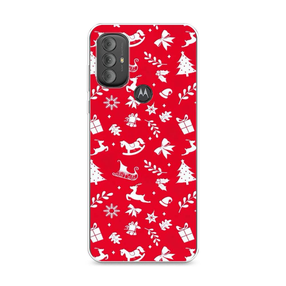 

Чехол на Motorola Moto G Power 2022 "Красный новогодний фон", Красный;белый, 242850-5