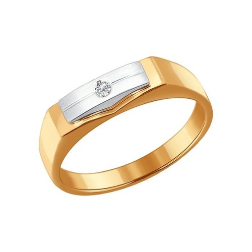 

Кольцо печатка из комбинированного золота с бриллиантом р. 18,5 SOKOLOV Diamonds 1010649, 1010649