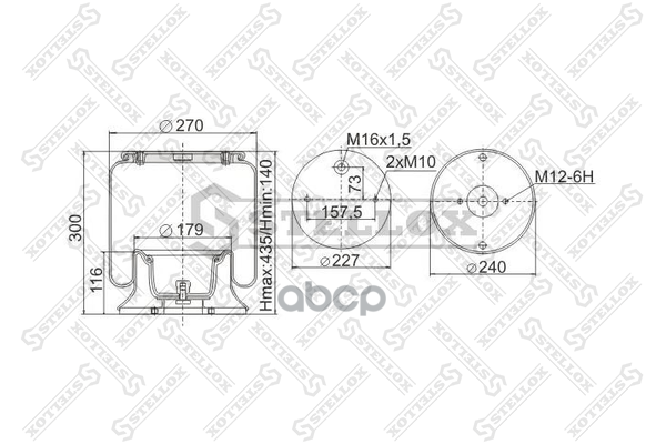 90-62511-Sx_пневмопод Со СтакПодв Ось 2отвM12 1отвШтМ16 ПоршПласт2 ОтвМ12scania 3 11100₽