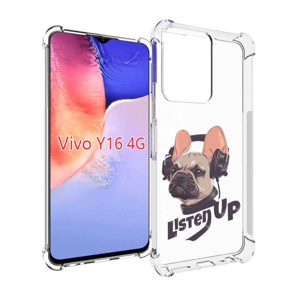 

Чехол MyPads бульдог-слушает-музыку для Vivo Y16 4G/ Vivo Y02S, Прозрачный, Tocco