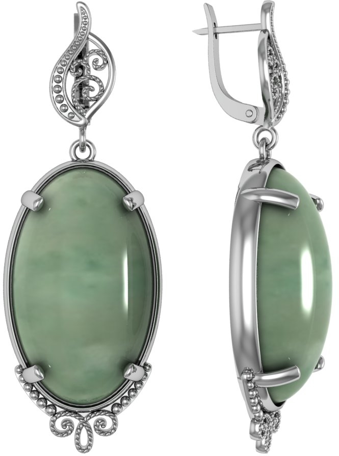 

Серьги женские из серебра ПРИВОЛЖСКИЙ ЮВЕЛИР 361570-NF22, нефрит, 361570-NF22