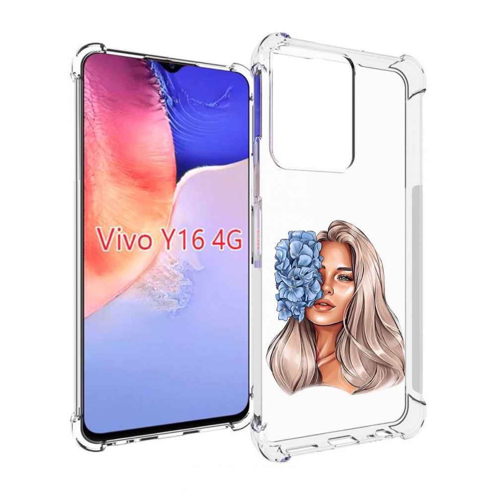

Чехол MyPads блондинка-с-голубыми-цветами женский для Vivo Y16 4G/ Vivo Y02S, Прозрачный, Tocco