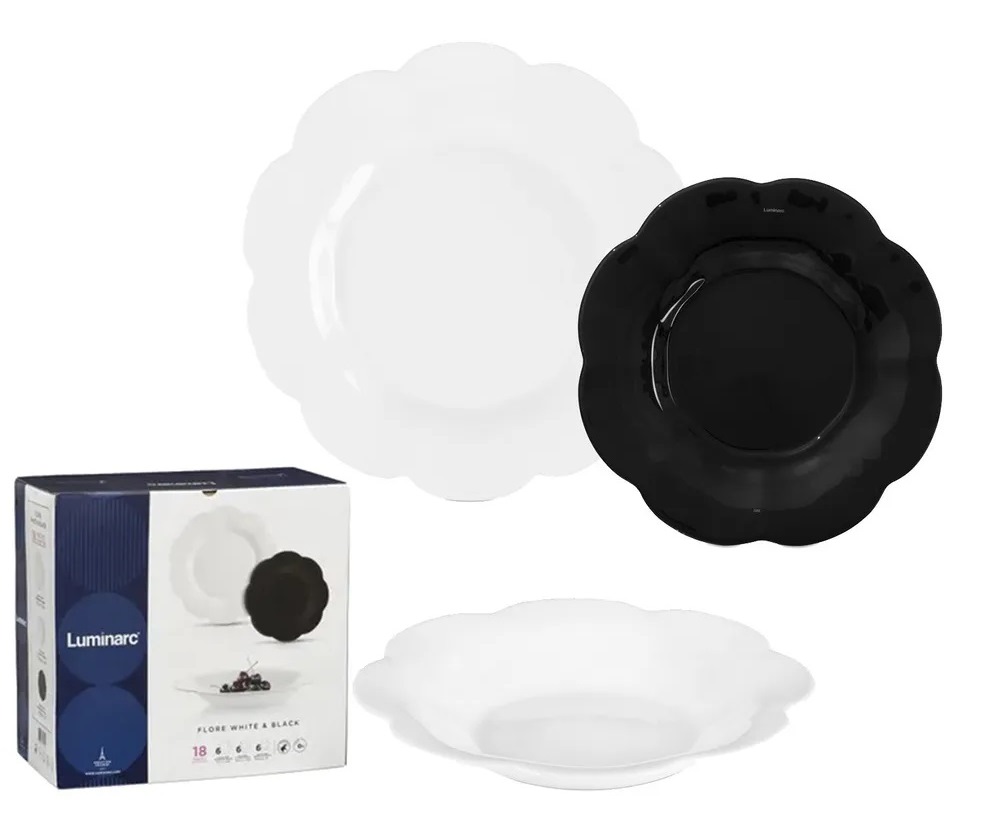 

Набор столовый Luminarc Flore Opal&Black 18 предметов, Белый;черный