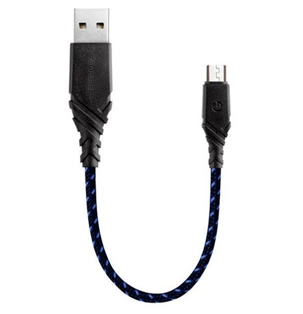 фото Кабель energea nyloglitz micro-usb 18 см, цвет синий (cbl-ngam-blu018)