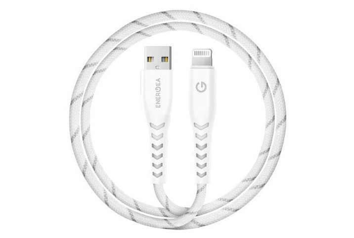 фото Кабель energea nyloflex usb - lightning mfi 3а 1.5 м, цвет белый (cbl-nf-wht150)