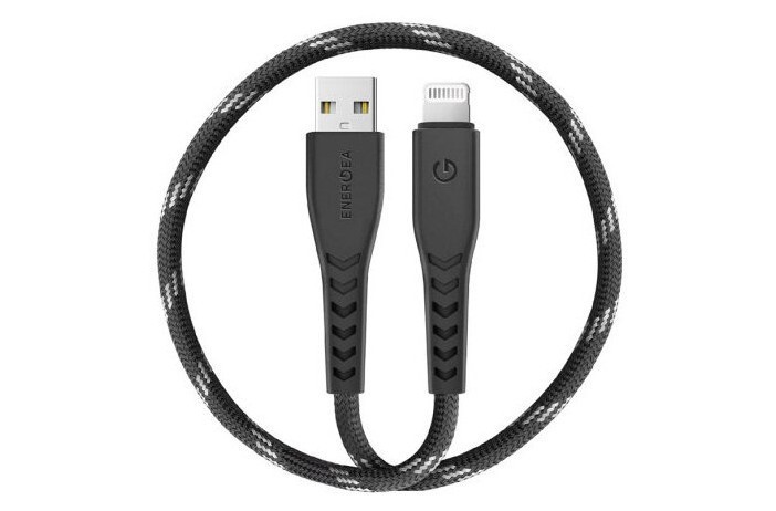 фото Кабель energea nyloflex usb - lightning mfi 3а 30 см, цвет черный (cbl-nf-blk030)