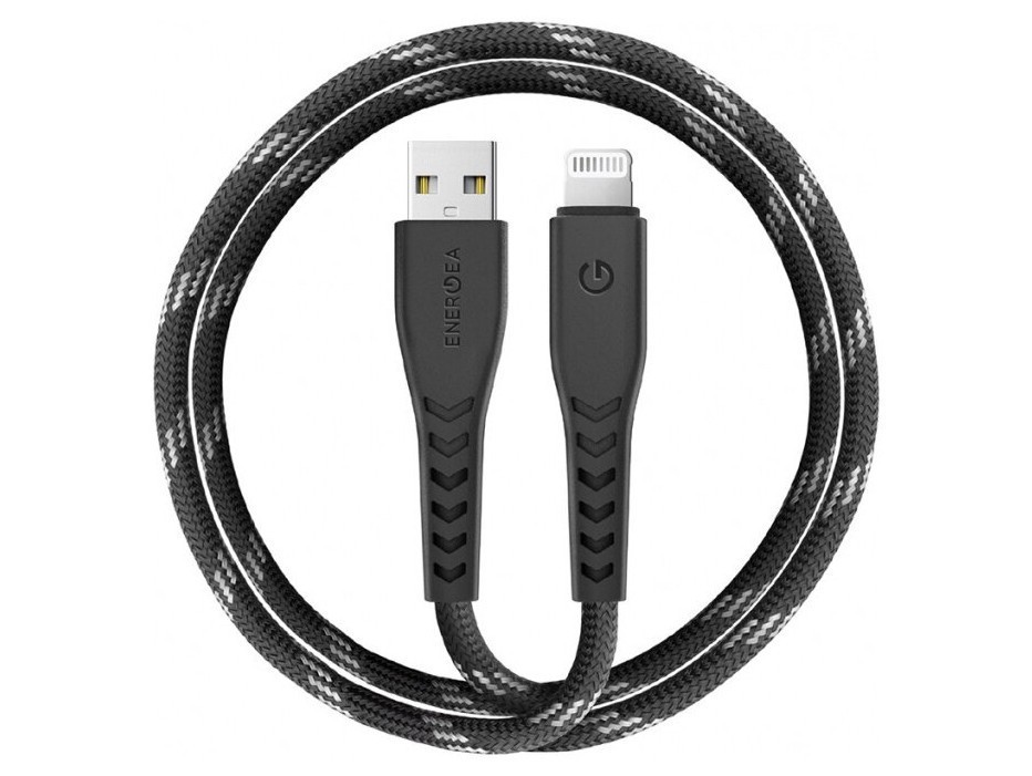 фото Кабель energea nyloflex usb - lightning mfi 3а 1.5 м, цвет черный (cbl-nf-blk150)