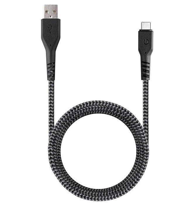 фото Кабель energea fibratough usb - usb-c 5а 1.5 м, цвет черный (cbl-ftca5a-blk150)