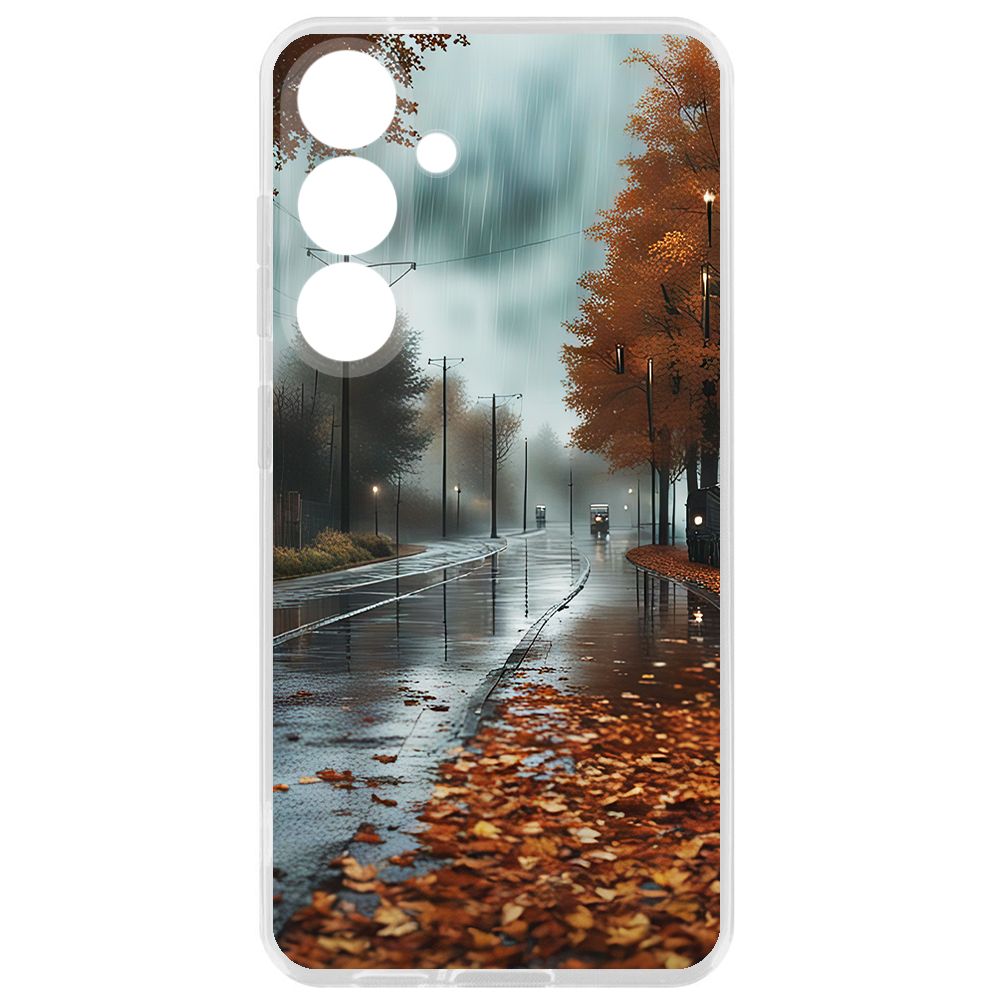 

Чехол-накладка Krutoff Clear Case Осенний дождь для Samsung Galaxy S24, Прозрачный