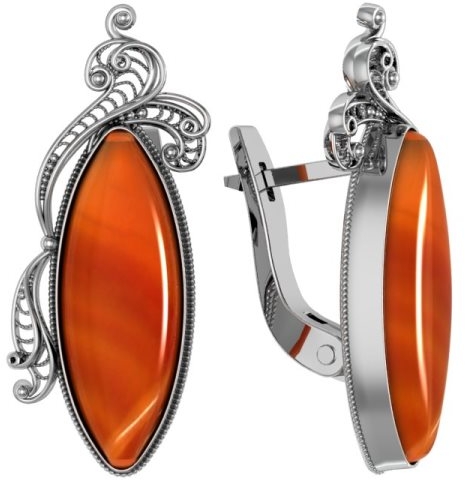 

Серьги женские из серебра ПРИВОЛЖСКИЙ ЮВЕЛИР 361583-SR, сердолик, 361583-SR