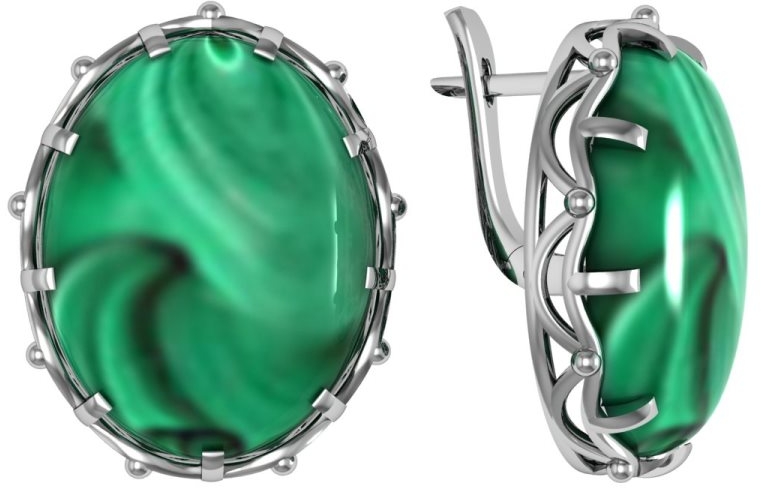 

Серьги женские из серебра ПРИВОЛЖСКИЙ ЮВЕЛИР 371581-ML, малахит, 371581-ML