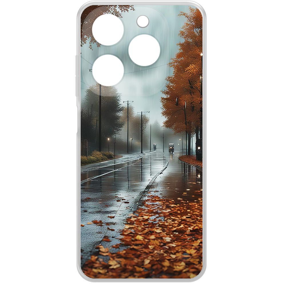 

Чехол-накладка Krutoff Clear Case Осенний дождь для Tecno Spark Go 2024, Прозрачный
