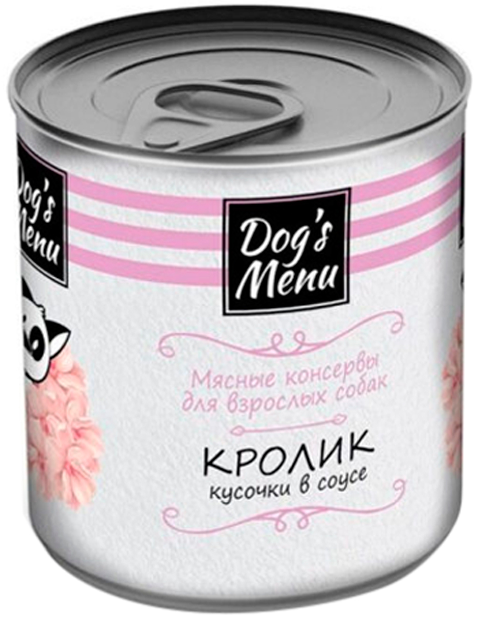 фото Влажный корм для взрослых собак dog's menu кролик в соусе, 9 шт 750 г dog`s menu